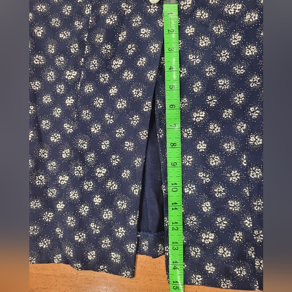 Vintage 90s Midi Length Button Front Navy Floral Dress Size 9/10 Wedding Guest - Picture 6 of 11